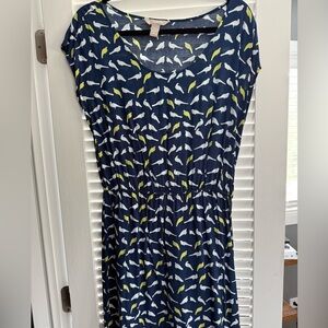 Banana Republic Blue Dress with Bird Pattern